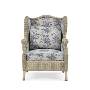 Marina Rattan Chair Handcrafted Solid Hardwood and Natural Rattan Furniture-Blue Hand Home
