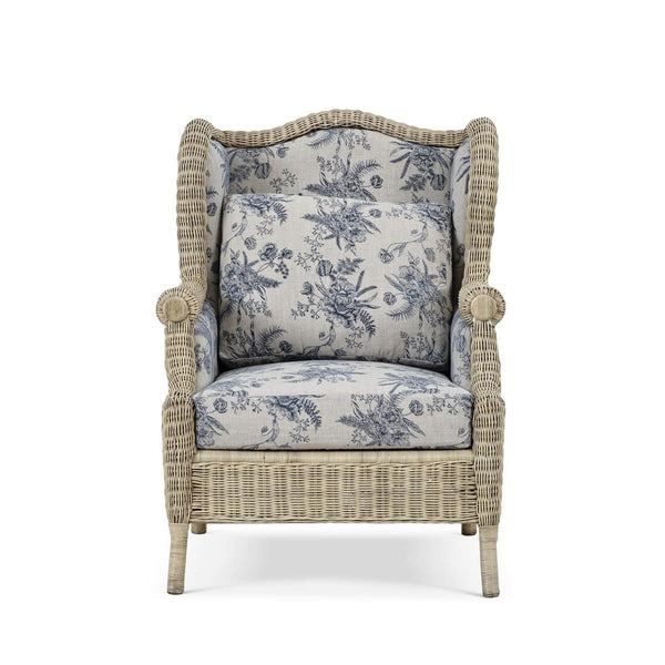 Marina Rattan Chair Handcrafted Solid Hardwood and Natural Rattan Furniture-Blue Hand Home