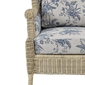 Marina Rattan Chair Handcrafted Solid Hardwood and Natural Rattan Furniture-Blue Hand Home