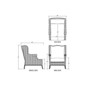 Bramble Marina Rattan Chair in Natural Rattan w/ Le Jardin Blue Fabric-Bramble-Blue Hand Home