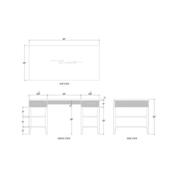 Marisol Desk w/ Rattan-Blue Hand Home