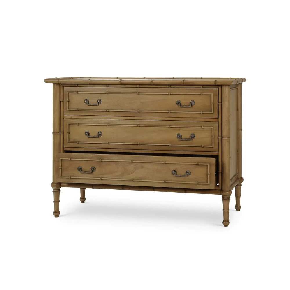 Bramble Martinique 3 Drawer Dresser In Antique French Oak-Bramble-Blue Hand Home