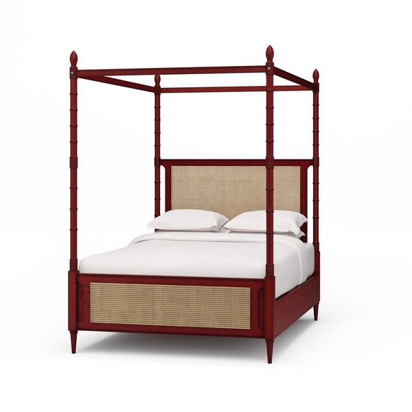 Martinique Bed Queen w/ Rattan-Blue Hand Home