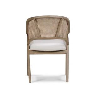 Bramble Mayfair Chair In Sandbar W/ Arctic White Performance Fabric & Rattan Natural On Back-Bramble-Blue Hand Home