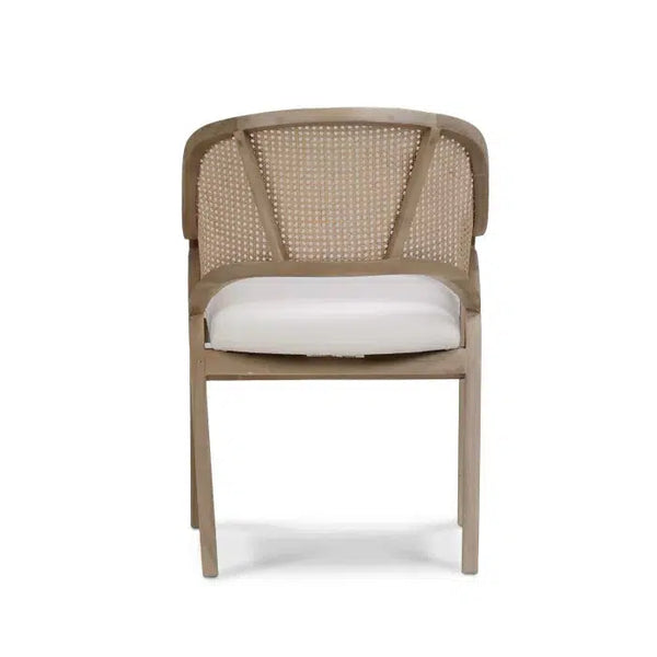 Bramble Mayfair Chair In Sandbar W/ Arctic White Performance Fabric & Rattan Natural On Back-Bramble-Blue Hand Home