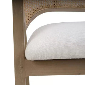 Bramble Mayfair Chair In Sandbar W/ Arctic White Performance Fabric & Rattan Natural On Back-Bramble-Blue Hand Home