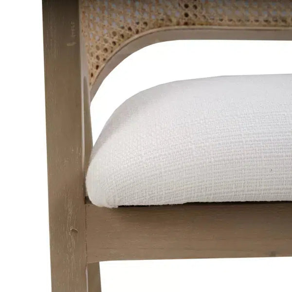 Bramble Mayfair Chair In Sandbar W/ Arctic White Performance Fabric & Rattan Natural On Back-Bramble-Blue Hand Home