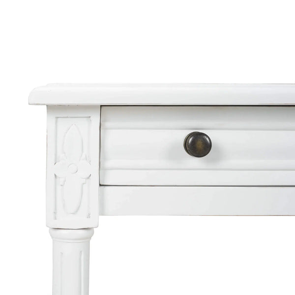 Bramble Melissa Side Table In Architectural White W/ Rattan Natural On Shelves-Bramble-Blue Hand Home