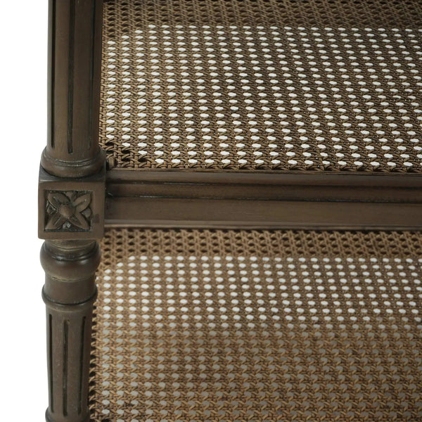 Bramble Melissa Side Table In Straw Wash W/ Rattan Glaze On Shelves-Bramble-Blue Hand Home