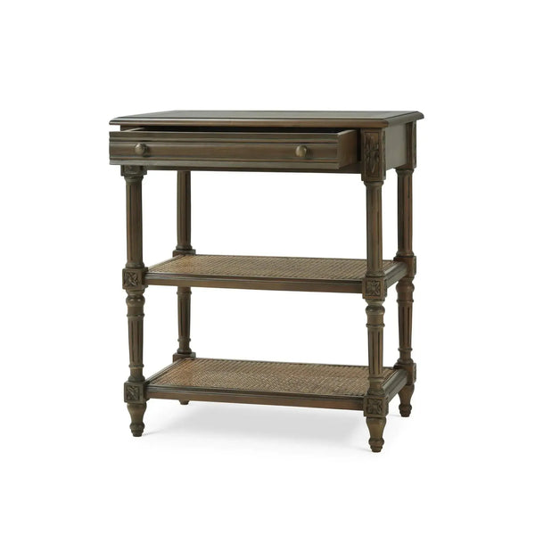 Bramble Melissa Side Table In Straw Wash W/ Rattan Glaze On Shelves-Bramble-Blue Hand Home