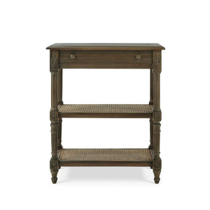Bramble Melissa Side Table In Straw Wash W/ Rattan Glaze On Shelves-Bramble-Blue Hand Home
