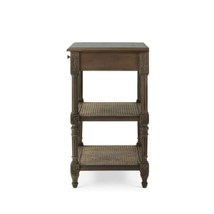 Bramble Melissa Side Table In Straw Wash W/ Rattan Glaze On Shelves-Bramble-Blue Hand Home