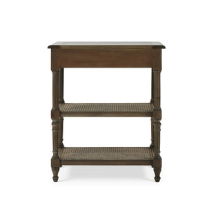 Bramble Melissa Side Table In Straw Wash W/ Rattan Glaze On Shelves-Bramble-Blue Hand Home