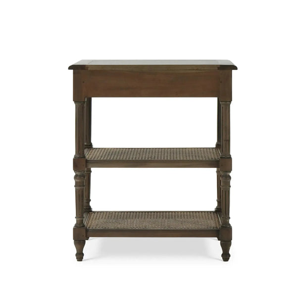 Bramble Melissa Side Table In Straw Wash W/ Rattan Glaze On Shelves-Bramble-Blue Hand Home