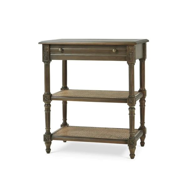 Bramble Melissa Side Table In Straw Wash W/ Rattan Glaze On Shelves-Bramble-Blue Hand Home