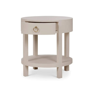 Bramble Milan Linen Wrapped Side Table In Putty-Bramble-Blue Hand Home