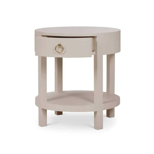 Bramble Milan Linen Wrapped Side Table In Putty-Bramble-Blue Hand Home