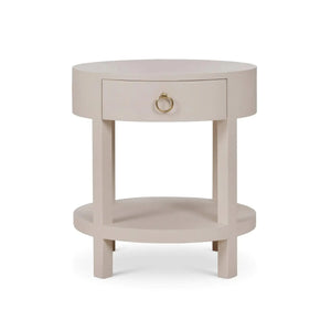 Bramble Milan Linen Wrapped Side Table In Putty-Bramble-Blue Hand Home