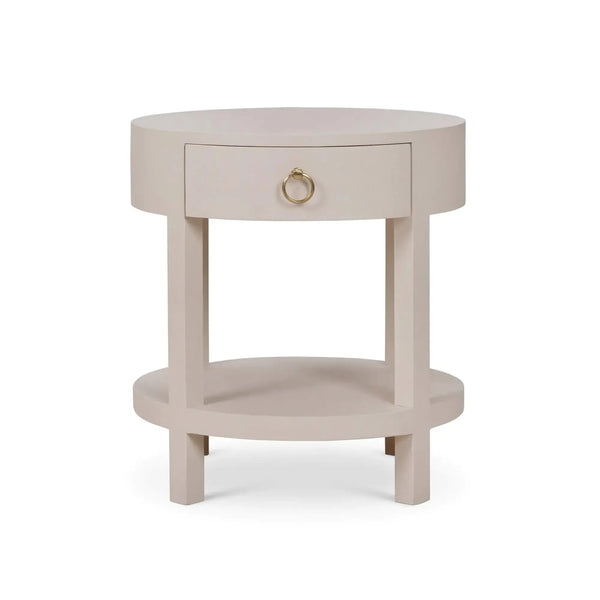 Bramble Milan Linen Wrapped Side Table In Putty-Bramble-Blue Hand Home