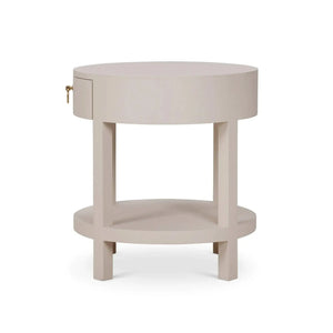 Bramble Milan Linen Wrapped Side Table In Putty-Bramble-Blue Hand Home