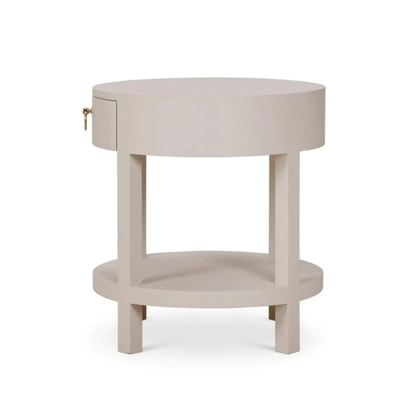 Bramble Milan Linen Wrapped Side Table In Putty-Bramble-Blue Hand Home