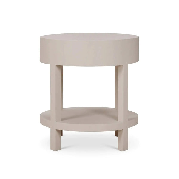 Bramble Milan Linen Wrapped Side Table In Putty-Bramble-Blue Hand Home