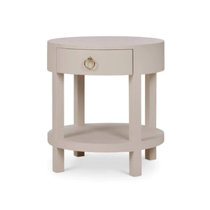 Bramble Milan Linen Wrapped Side Table In Putty-Bramble-Blue Hand Home