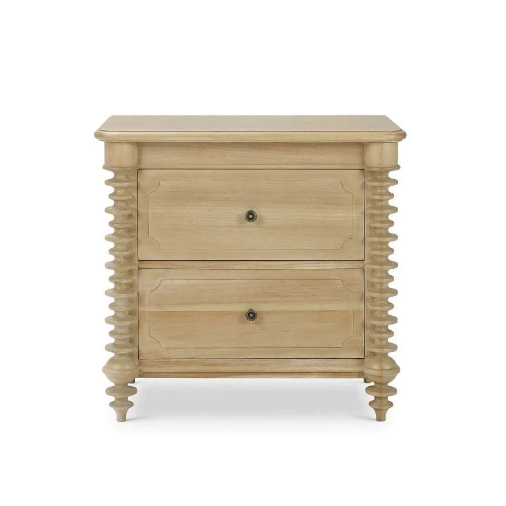 Bramble Milano 2 Drawer Bedside Table in Fruitwood-Bramble-Blue Hand Home