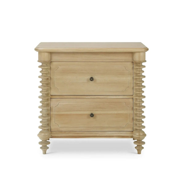 Bramble Milano 2 Drawer Bedside Table in Fruitwood-Bramble-Blue Hand Home