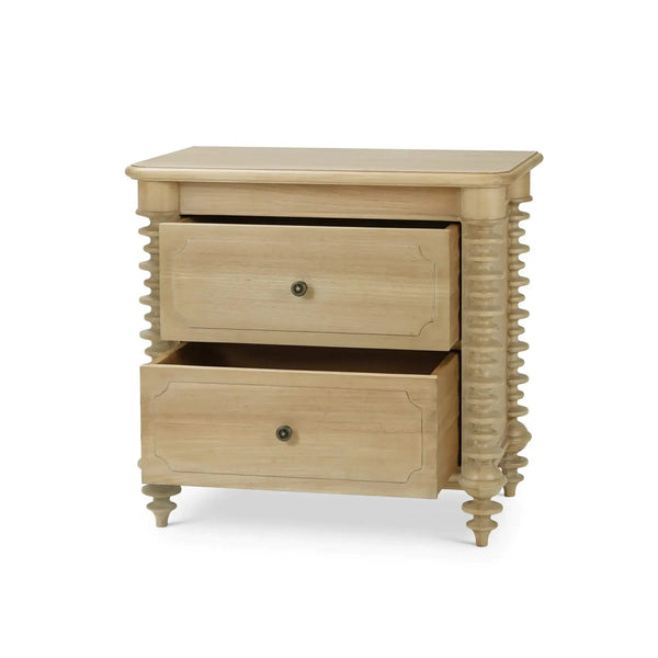 Bramble Milano 2 Drawer Bedside Table in Fruitwood-Bramble-Blue Hand Home