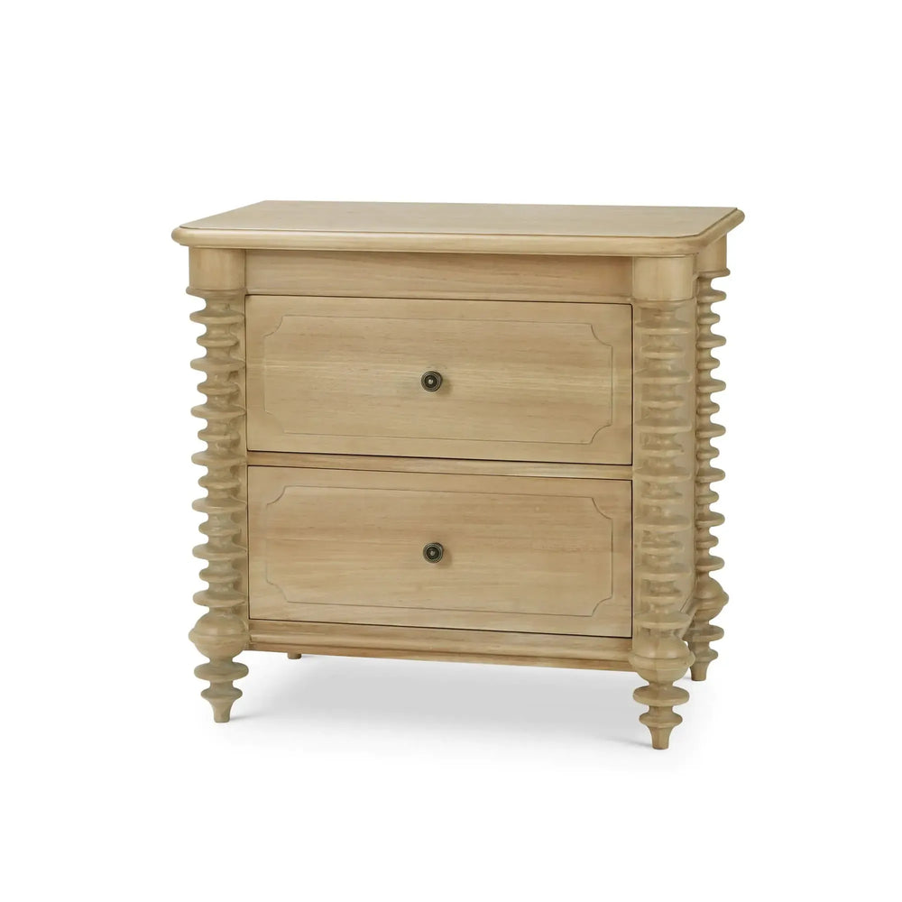 Bramble Milano 2 Drawer Bedside Table in Fruitwood-Bramble-Blue Hand Home