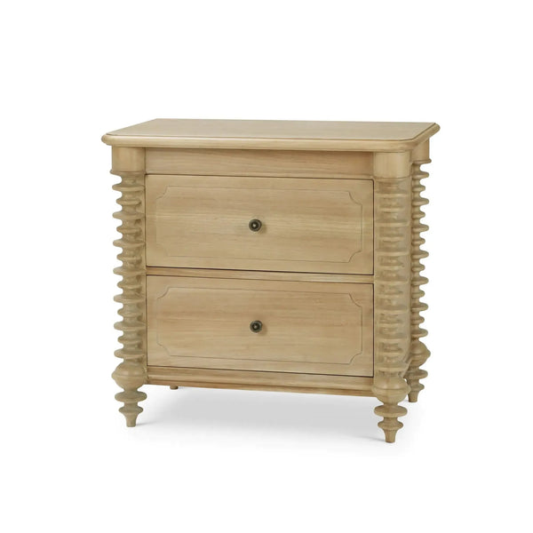 Bramble Milano 2 Drawer Bedside Table in Fruitwood-Bramble-Blue Hand Home