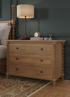 Bramble Milano 3 Drawer Dresser in Fruitwood-Bramble-Blue Hand Home
