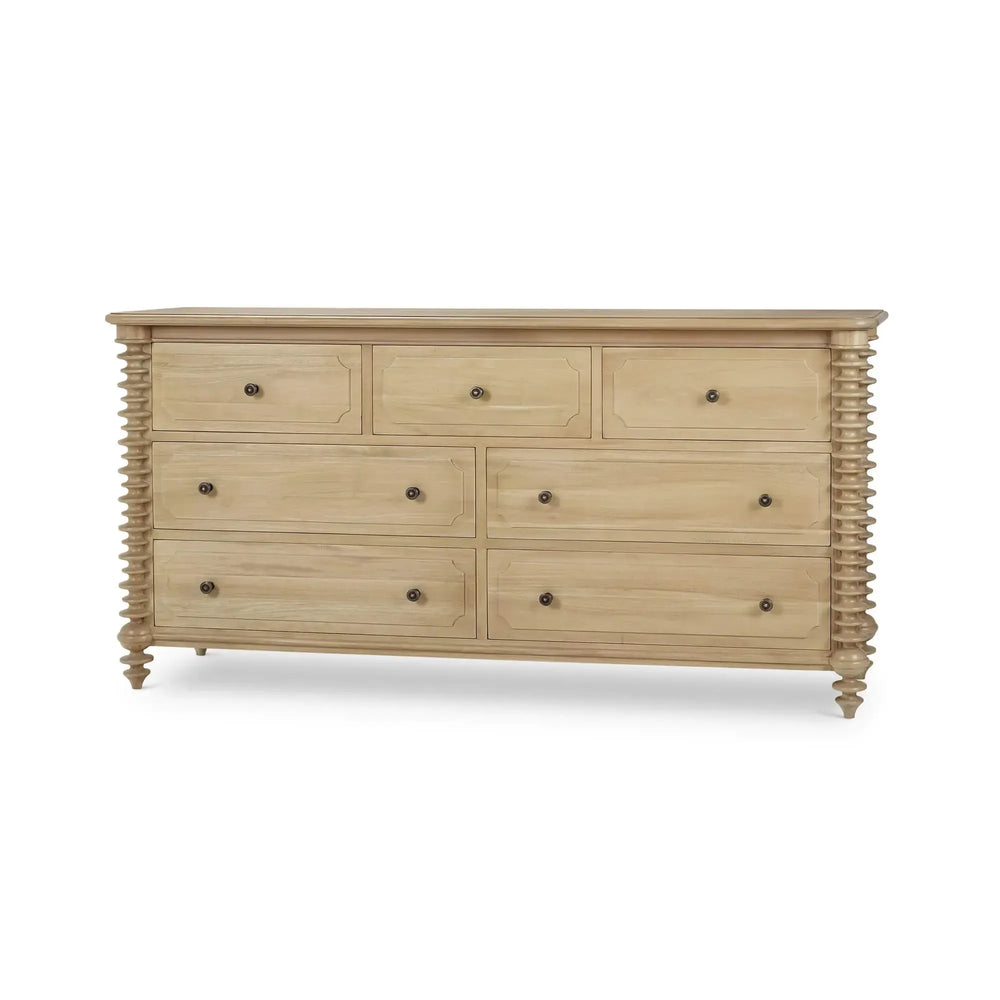 Bramble Milano 7 Drawer Dresser in Fruitwood-Bramble-Blue Hand Home