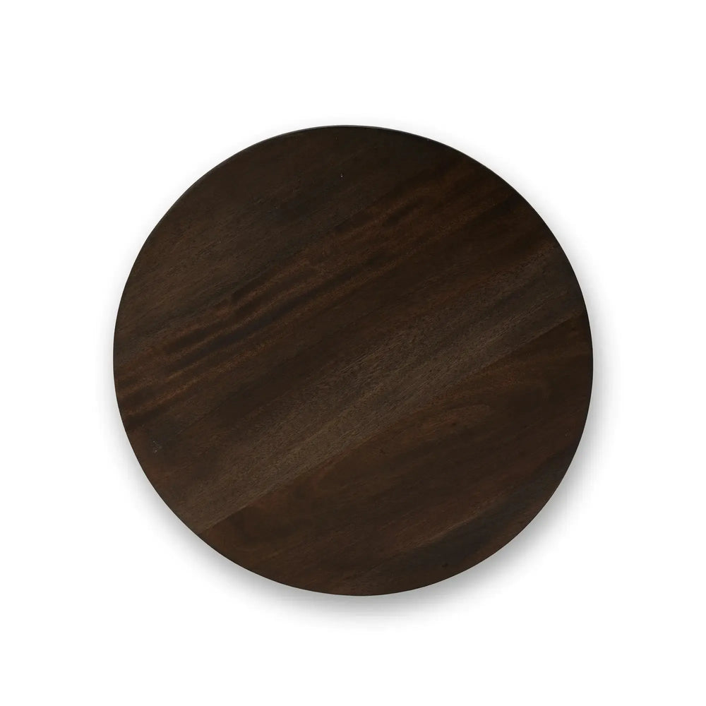 Bramble Milano Round Side Table In Walnut-Bramble-Blue Hand Home