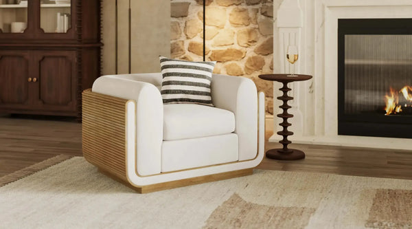 Bramble Milano Round Side Table In Walnut-Bramble-Blue Hand Home