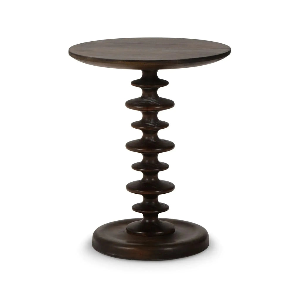 Bramble Milano Round Side Table In Walnut-Bramble-Blue Hand Home