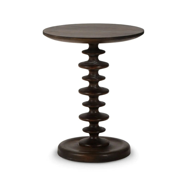 Bramble Milano Round Side Table In Walnut-Bramble-Blue Hand Home