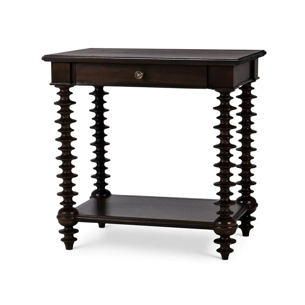 Bramble Milano Side Table In Walnut-Bramble-Blue Hand Home