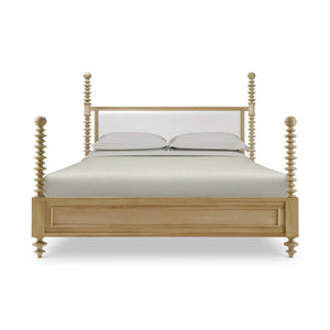 Bramble Milano Upholstered King Bed In Fruitwood W/ Arctic White Performance Fabric-Bramble-Blue Hand Home