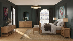 Bramble Milano Upholstered King Bed In Fruitwood W/ Arctic White Performance Fabric-Bramble-Blue Hand Home