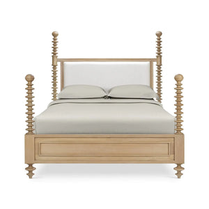 Bramble Milano Upholstered Queen Bed In Fruitwood W/ Arctic White Performance Fabric-Bramble-Blue Hand Home