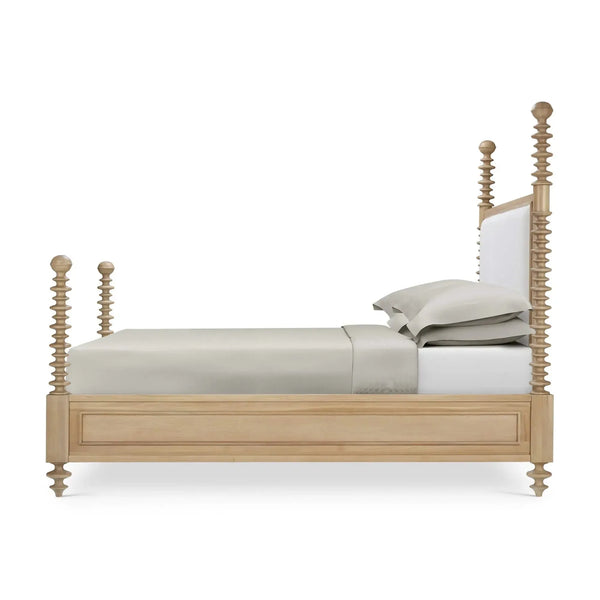 Bramble Milano Upholstered Queen Bed In Fruitwood W/ Arctic White Performance Fabric-Bramble-Blue Hand Home
