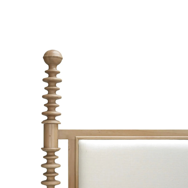 Bramble Milano Upholstered Queen Bed In Fruitwood W/ Arctic White Performance Fabric-Bramble-Blue Hand Home