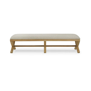 Bramble Milton X Bench In Fruitwood W/ Boucle Sand Performance Fabric-Bramble-Blue Hand Home