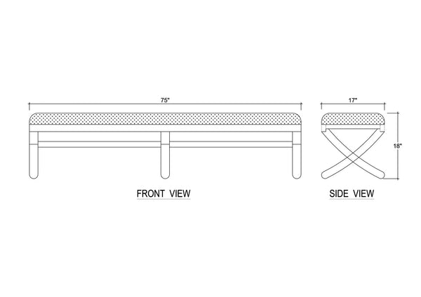 Bramble Milton X Bench In Fruitwood W/ Boucle Sand Performance Fabric-Bramble-Blue Hand Home