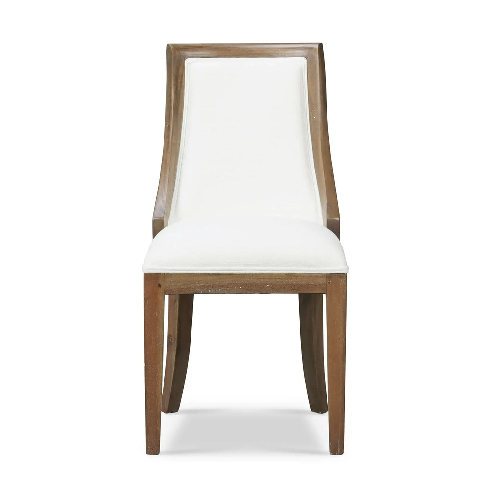 Bramble Monarch Dining Chair In Straw Wash W/ Arctic White Performance Fabric-Bramble-Blue Hand Home