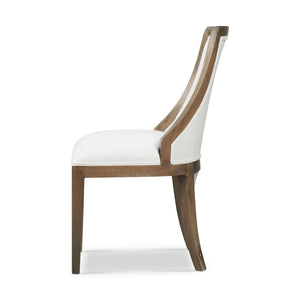 Bramble Monarch Dining Chair In Straw Wash W/ Arctic White Performance Fabric-Bramble-Blue Hand Home