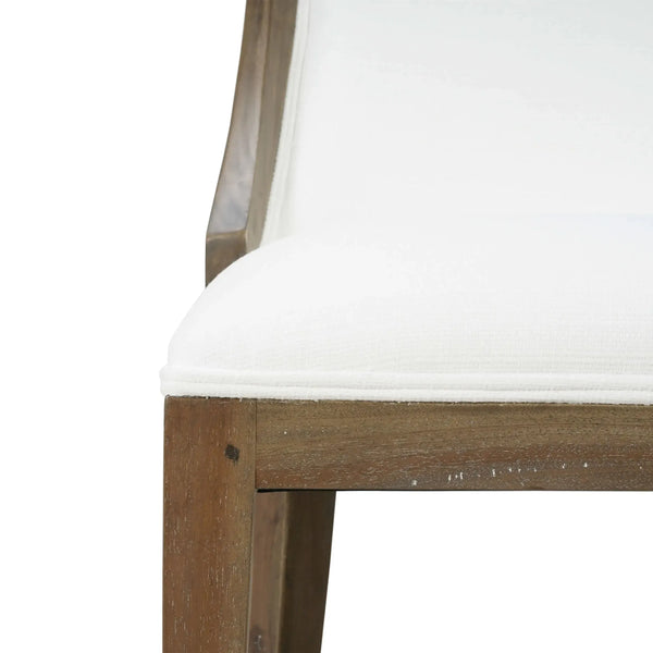 Bramble Monarch Dining Chair In Straw Wash W/ Arctic White Performance Fabric-Bramble-Blue Hand Home