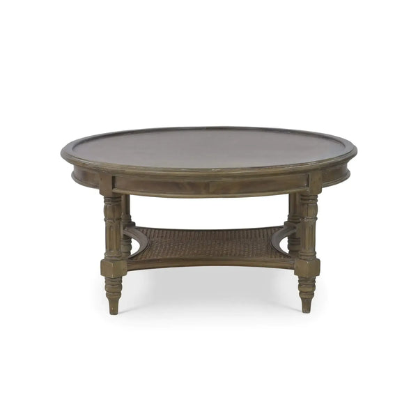 Bramble Montego Coffee Table Small In Straw Wash W/ Rattan Glaze Shelf-Bramble-Blue Hand Home